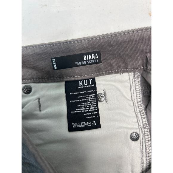 Kut from the Kloth Diana Corduroy Relaxed Fit Fab Ab Skinny. High Rise Gray 10 - Picture 5 of 6